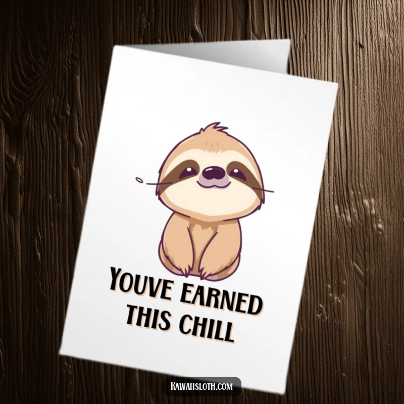 Funny Free Printable Congratulations Card: Sloth looking incredibly serene while feeling a gentle breeze, acknowledging your success calmly.