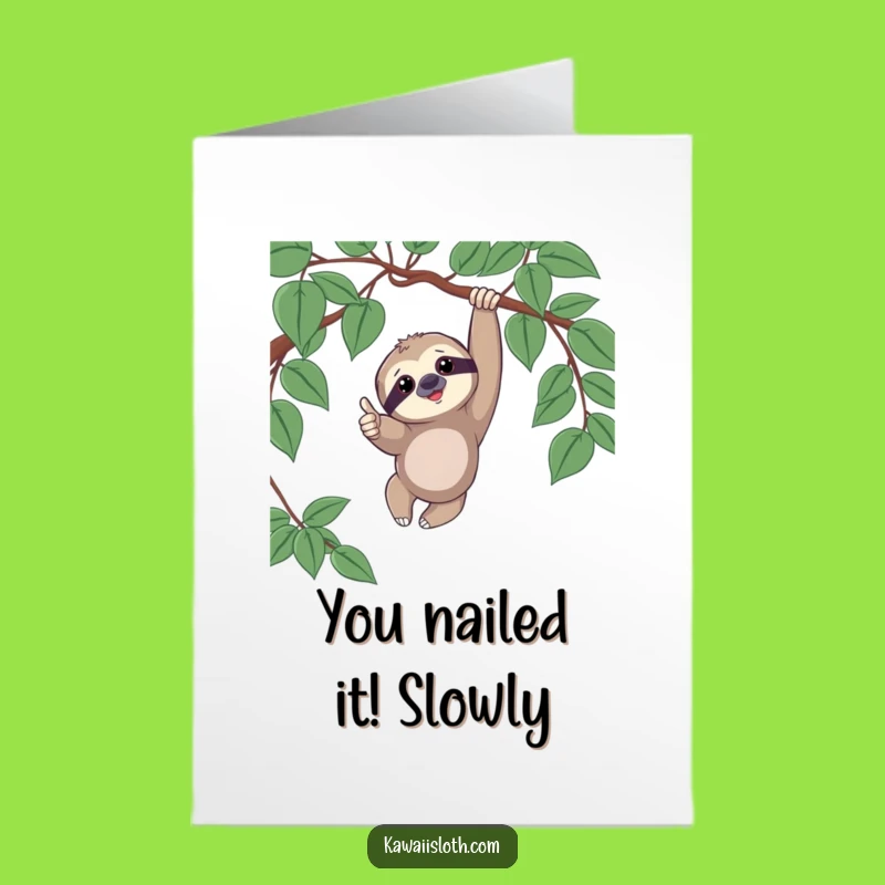 Free Printable Sloth Congrats Card: Playful Thumbs Up, Funny Downloadable Gift