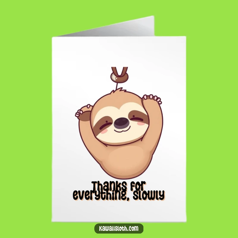 Free Printable Sloth Thank You Card: Sweet Smile - Funny Downloadable