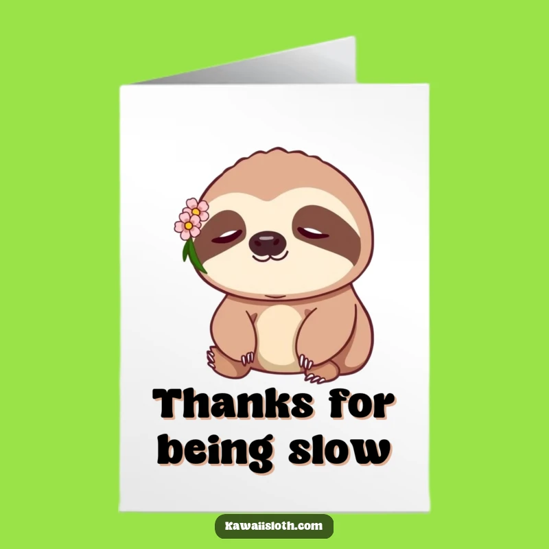 Free Printable Thank You Card: Peaceful Sloth Appreciation, Funny Downloadable Gift