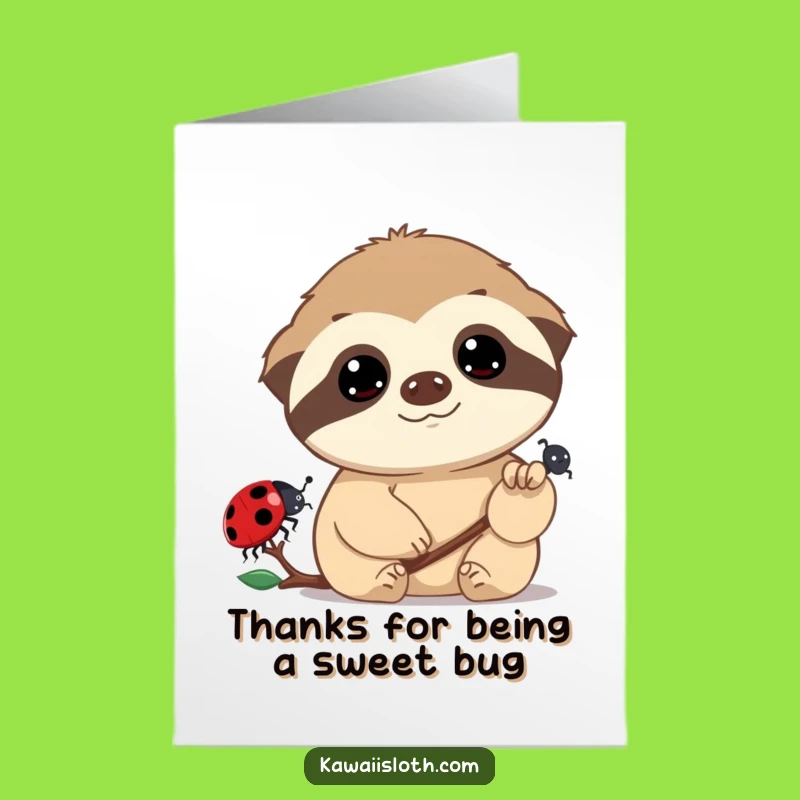 Free Printable Sloth Thank You Card: Dreamy Ladybug Appreciation for Downloadable Thanks
