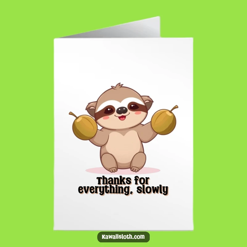 Free Printable Funny Thank You Card: Sloth Coconut Effort Greeting