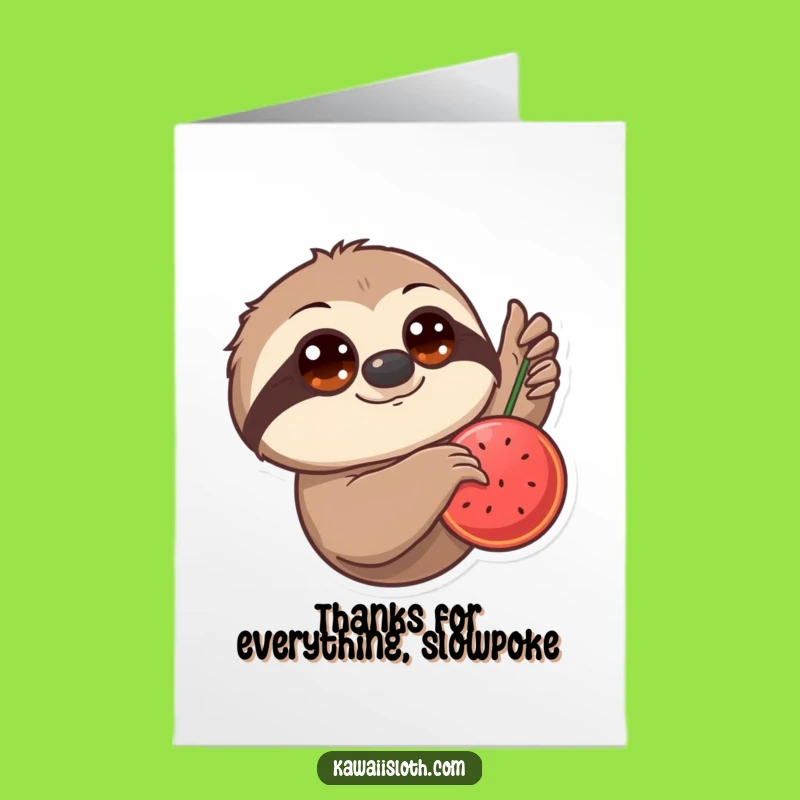 Free Printable Thank You Card: Sloth Says Thanks Downloadable
