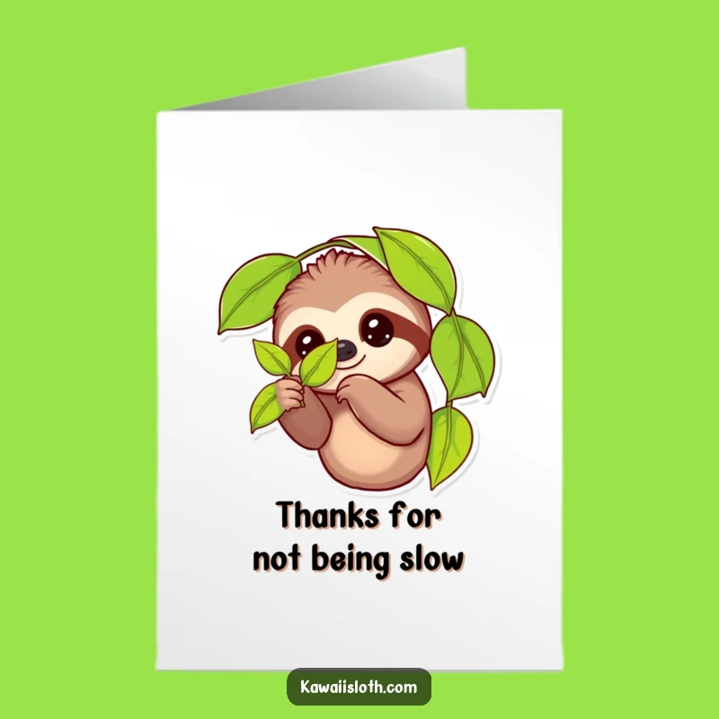 Free Printable Sloth Thank You Card: Funny Leaf Gesture for Grateful Downloadable Notes