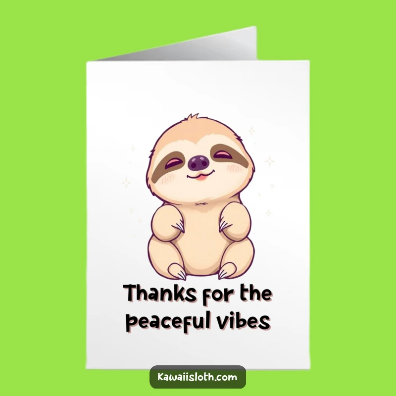 Free Printable Thank You Card: Sloth Aura Reach - Grateful Downloadable