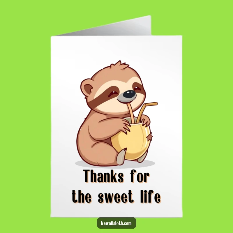 Free Printable Thank You Card: Sloth Coconut Thanks, Funny Downloadable Gift