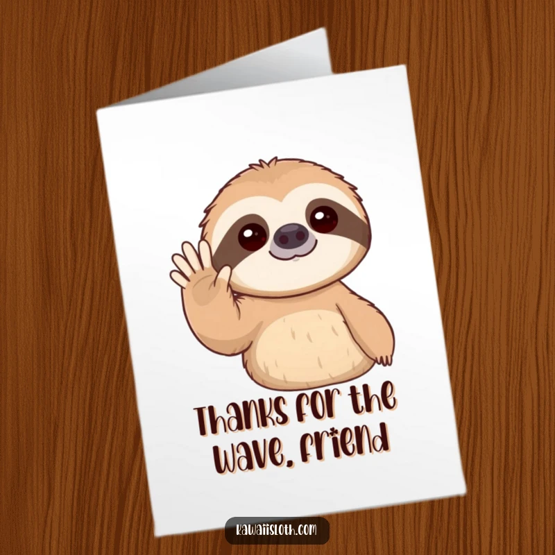 Funny Free Printable Thank You Card: A sloth offers a gentle, slow wave of thanks. DIY gift.