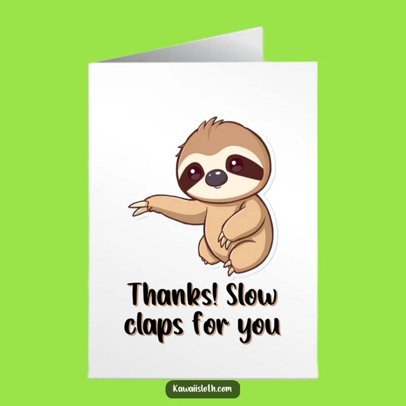 Free Printable Kawaii Sloth Thank You Card: Gentle Arm Downloadable Card for Gratitude