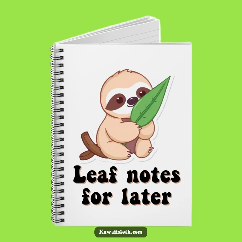 Funny Gentle Sloth Notebook with Leaf - Journal Nature's Wonders