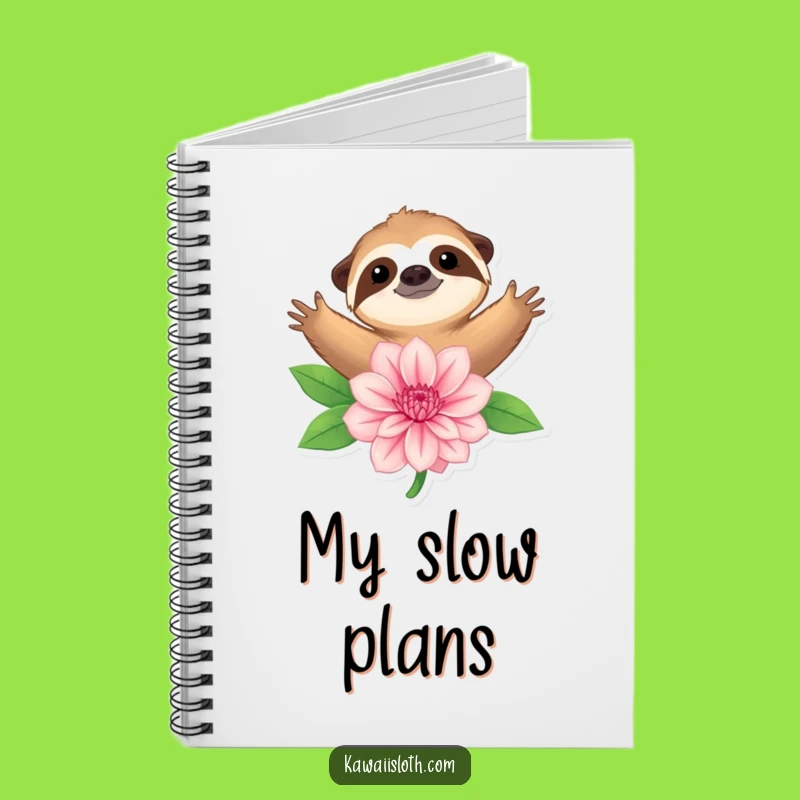 Funny Sloth Embracing Flower Notebook - Jot Down Calm Thoughts