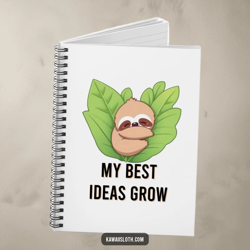 Funny notebook featuring a sloth hugging a plant, symbolizing growth, peace, and thoughtful journaling. Ideal for nature lovers.