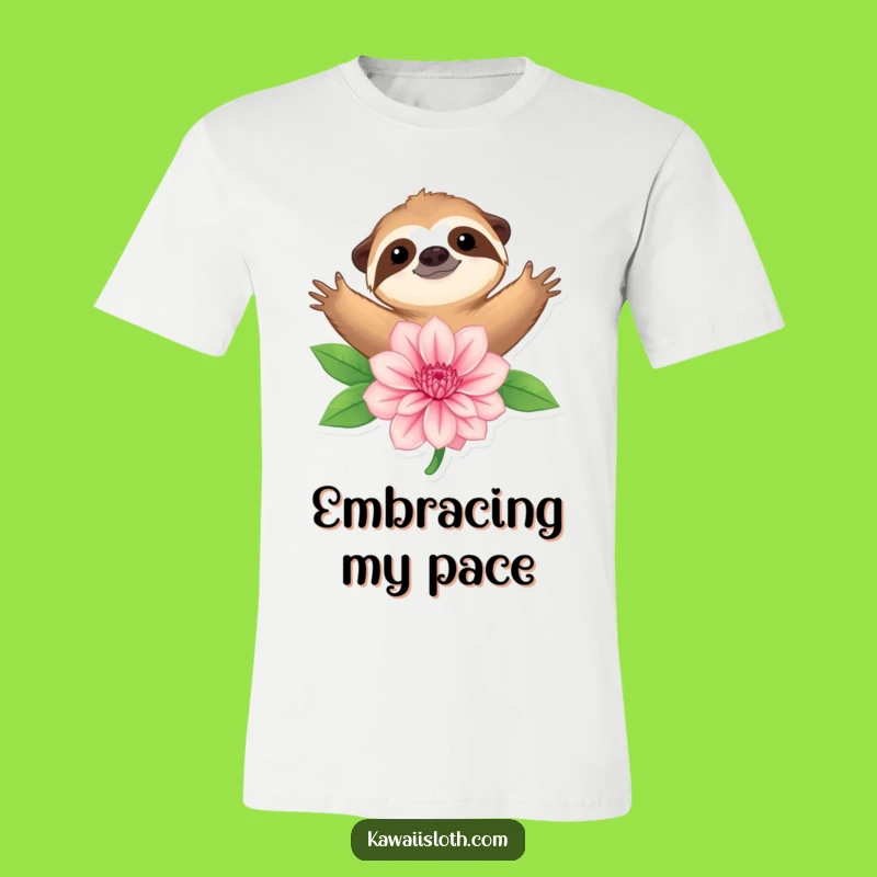 Funny Sloth Embracing Flower T-Shirt - Cozy Nature Lover Apparel