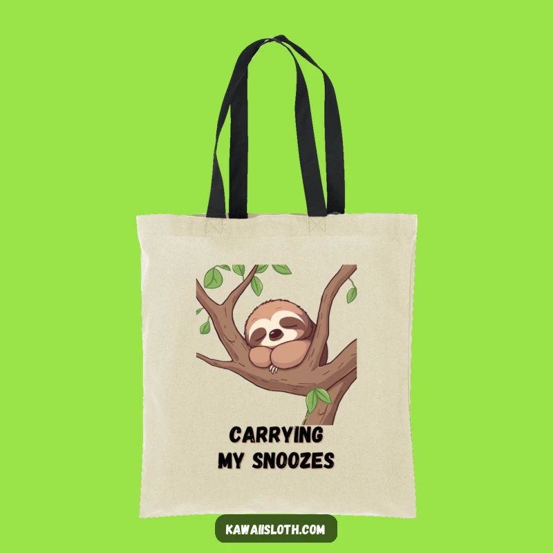 Funny Contented Sloth Tote Bag - Napping Branch Dweller Carryall Gift