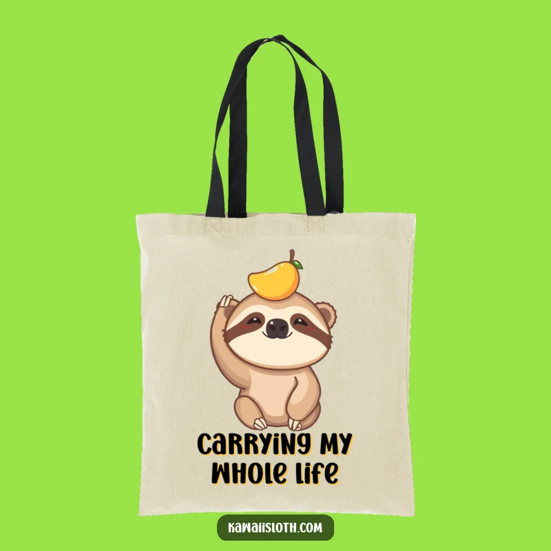 Funny Sloth Fruit Balancing Tote Bag - Eco-Friendly & Hilarious Funny Gift