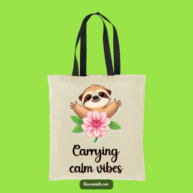 Funny Sloth Embracing Flower Tote Bag - Carry Your Calm