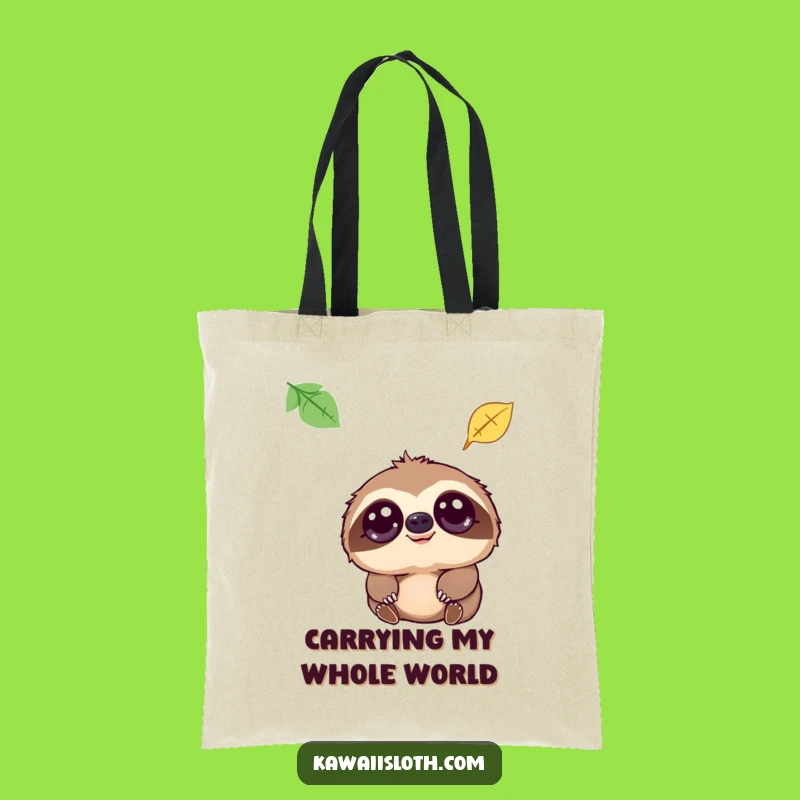 Funny Sloth Gentle Eyes Leaf Fall Tote Bag, Humorous Gift for Eco-Conscious & Slow Living