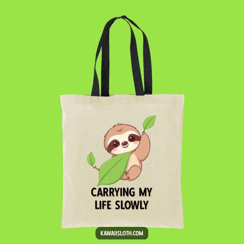 Funny Sloth Tote Bag: Slow Reach for Leaf, Your New Favorite Funny Accessory